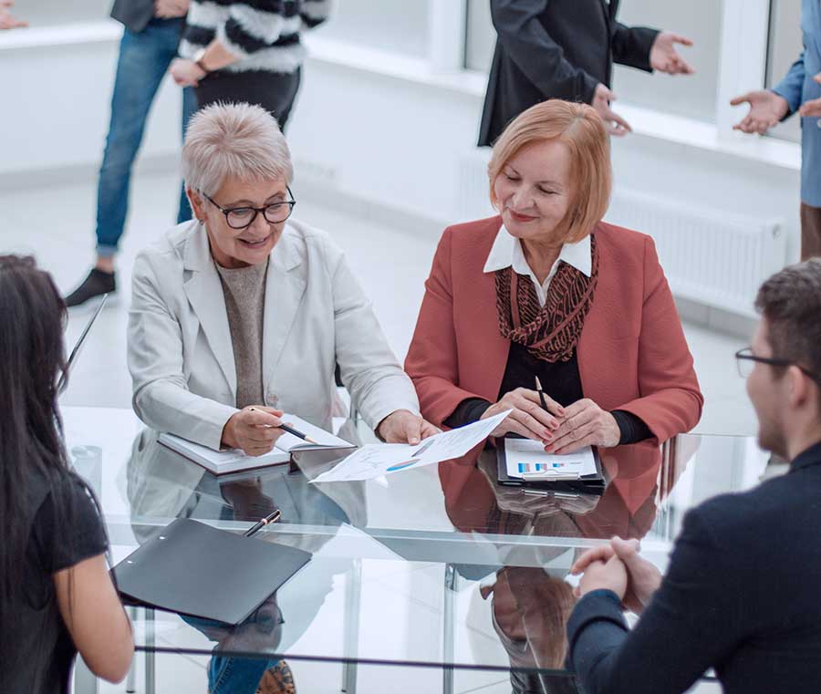 professional business meeting with senior woman