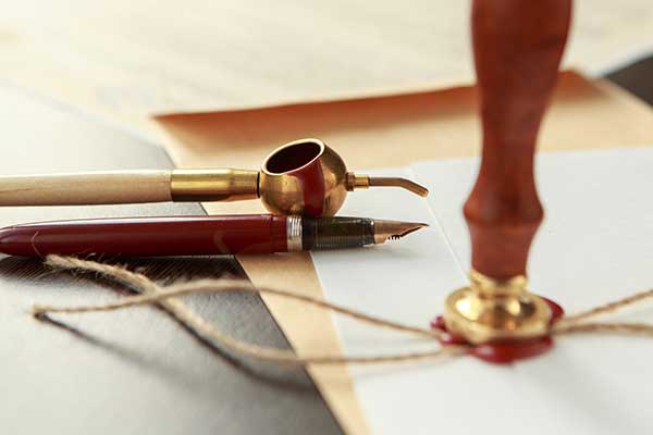 last will and estate planning seal with fountain pen
